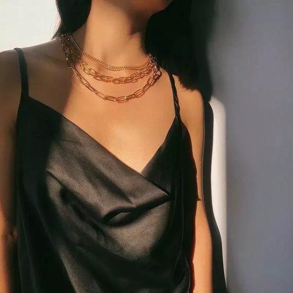 Zara Gold Chains Multi Big Link 1-Chain 5-Layered Necklace NEW - Picture 4 of 16